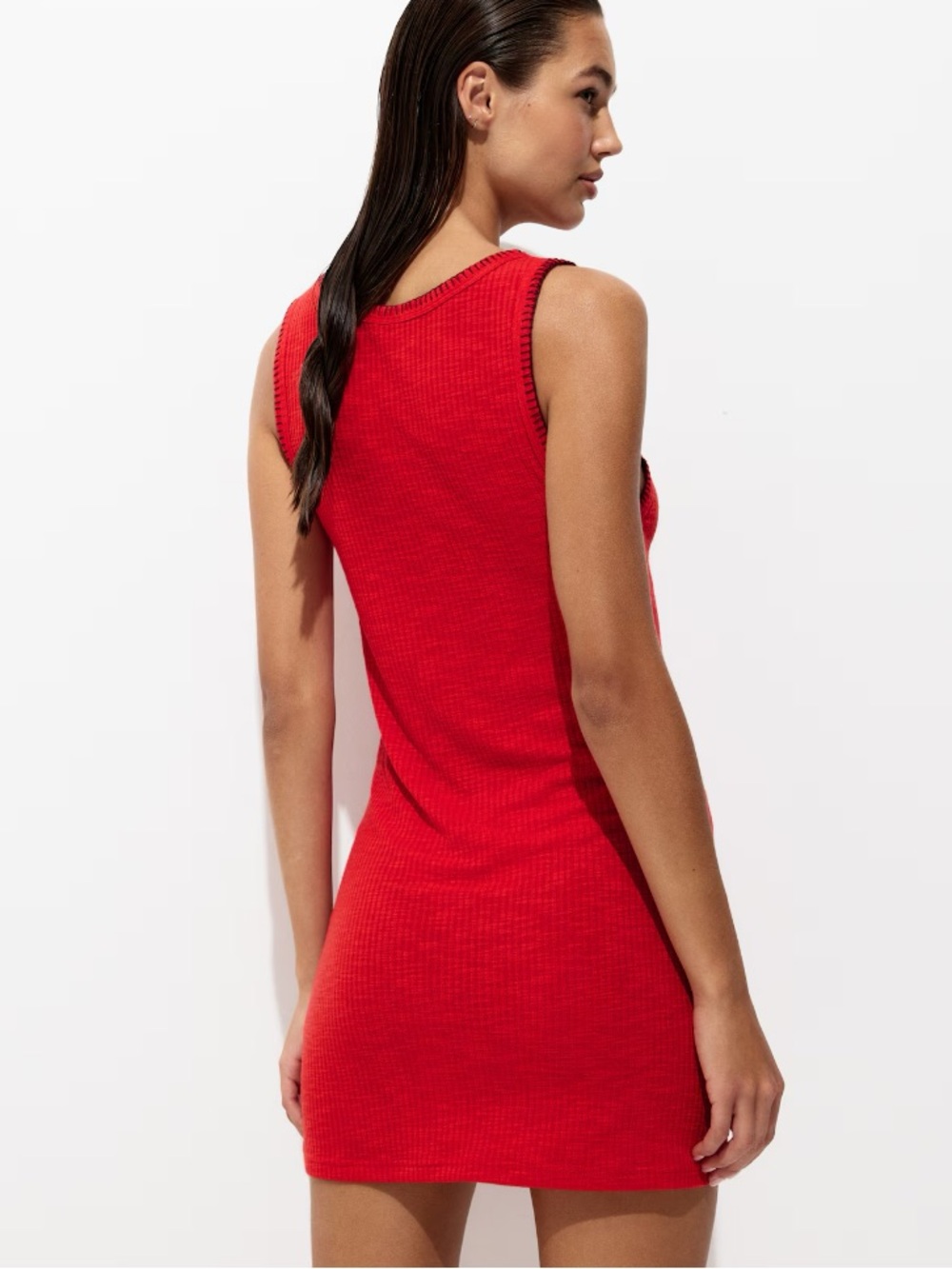 H&M Red Ribbed Knit Tank Dress - Picture 2 of 4